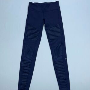 Alo Yoga Moto Leggings Womens Size Small Navy Blue 28” Inseam